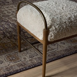 Demi Beige Shearling Accent Stool|