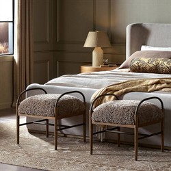 Demi Taupe Shearling Accent Stool|