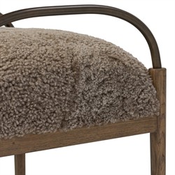 Demi Taupe Shearling Accent Stool|