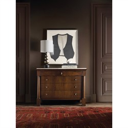 Alaine Updated Traditional Grey Marble Dark Brown Walnut Wood Bachelor Chest|