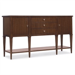 Alaine Updated Traditional Grey Marble Dark Brown Walnut Wood Buffet|