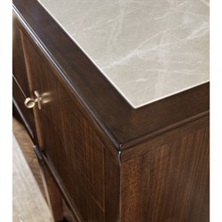Alaine Updated Traditional Grey Marble Dark Brown Walnut Wood Buffet|