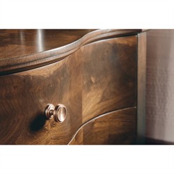 Alaine Updated Traditional Dark Brown Walnut Wood Curved Nightstand|