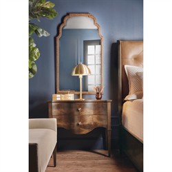 Alaine Updated Traditional Dark Brown Walnut Wood Curved Nightstand|