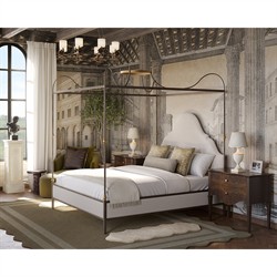 Alaine Updated Traditional Dark Brown Walnut Wood Curved Nightstand|