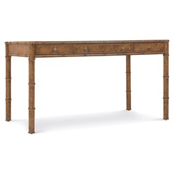 Alaine Updated Traditional Woven Cane Brown Oak Desk|