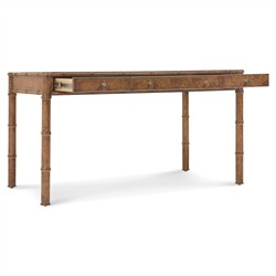 Alaine Updated Traditional Woven Cane Brown Oak Desk|