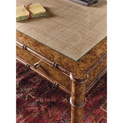 Alaine Updated Traditional Woven Cane Brown Oak Desk|