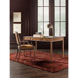 Alaine Updated Traditional Woven Cane Brown Oak Desk|