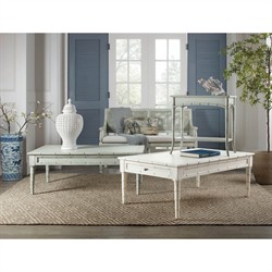 Stella Updated Traditional Light Blue Maple Wood Rectangular Cocktail Table|