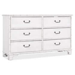 Sharise Coastal Beach White Wood Double Dresser|