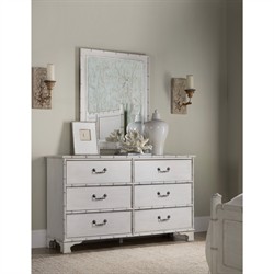 Sharise Coastal Beach White Wood Double Dresser|