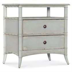 Sharise Coastal Beach Light Blue Wood Nightstand|