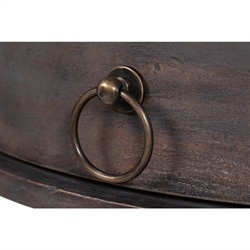 Stella Updated Traditional White Marble Brown Acacia Round Spindle Side Table|