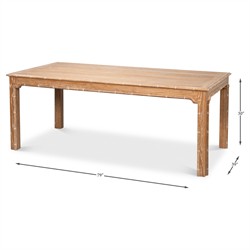 Caroline Coastal Beach Brown Oak Bamboo Rectangular Dining Table - 79"|