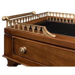 Quinn Updated Traditional Black Granite Brown Walnut Bar Cart|