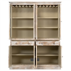 Diana Updated Traditional Distressed White Pine Wood Hutch|