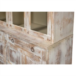 Diana Updated Traditional Distressed White Pine Wood Hutch|