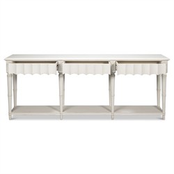 Clarise French Country White Pine Wood Rectangular Scalloped