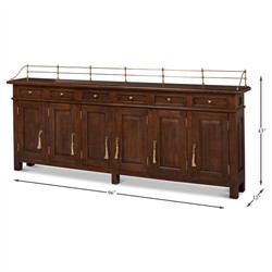 Serenity Updated Traditional Brown Walnut Wood Sideboard|