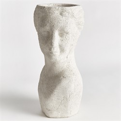 Miralyn Traditional Weathered White Limestone Bust Outdoor Planter|