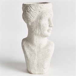 Miralyn Traditional Weathered White Limestone Bust Outdoor Planter|