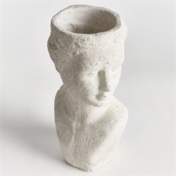 Miralyn Traditional Weathered White Limestone Bust Outdoor Planter|