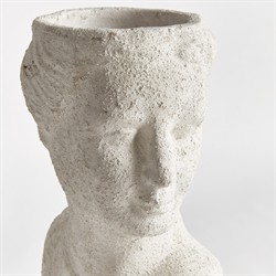 Miralyn Traditional Weathered White Limestone Bust Outdoor Planter|