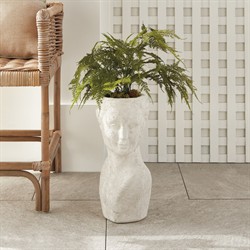 Miralyn Traditional Weathered White Limestone Bust Outdoor Planter|