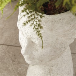 Miralyn Traditional Weathered White Limestone Bust Outdoor Planter|
