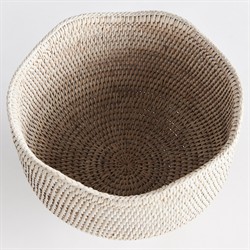 Hollis Updated Traditional Whitewash Rattan Footed Scalloped Planter|