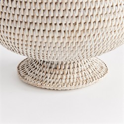 Hollis Updated Traditional Whitewash Rattan Footed Scalloped Planter|