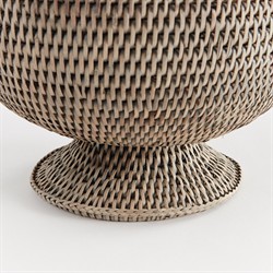Hollis Updated Traditional Greywash Rattan Footed Scalloped Planter|