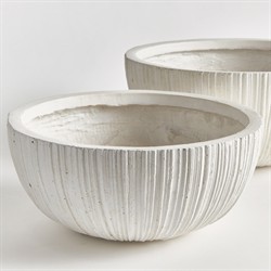 Rowena Modern White Bowl Outdoor Pot Planter - Set of 2|