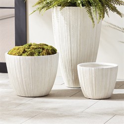 Rowena Modern White Tapered Outdoor Pot Planter - Set of 2|
