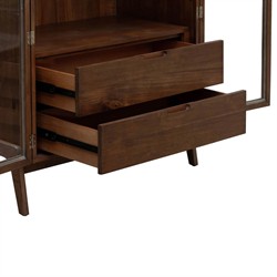 Tilly Updated Traditional Acacia Wood Glass Display Cabinet|