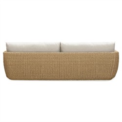Viana Coastal Beige Upholstered Natural Wicker Outdoor Sofa - 93"|