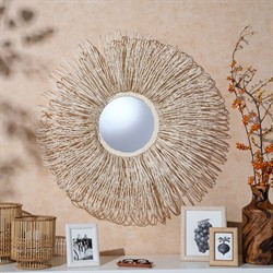 Pigeon and Poodle Hanford Coastal Natural Raffia Brown Leather Trim Photo Frame - 4x6|