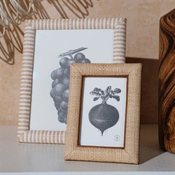 Pigeon and Poodle Hanford Coastal Natural Raffia Brown Leather Trim Photo Frame - 4x6|
