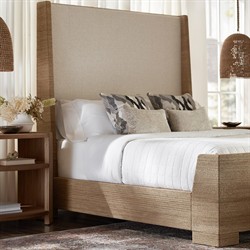 Palecek Woodside Coastal Beach Natural Brown Woven Rope Sleigh Bed - Queen|