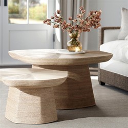 Palecek Iliana Coastal Beach Natural Woven Abaca Coffee Table - 34