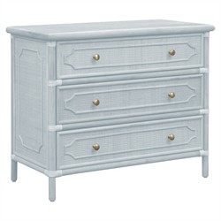 Ava Coastal Beach Light Blue Woven Rattan Chest|