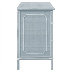 Ava Coastal Beach Light Blue Woven Rattan Dresser|