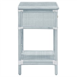 Ava Coastal Beach Light Blue Woven Rattan Nightstand|