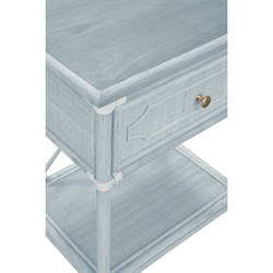 Ava Coastal Beach Light Blue Woven Rattan Nightstand|