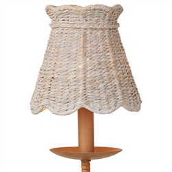 Aelle Coastal Whitewash Seagrass Scalloped Shade Double Armed Sconce|