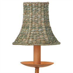 Aelle Coastal Teal Green Seagrass Bell Shade Double Armed Sconce|