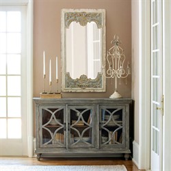 Fiona French Country Antique White Fir Wood Rectangular Wall Mirror|