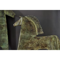 Zayne Traditional Verdigris Aluminum Etruscan Horse Statue - Small|