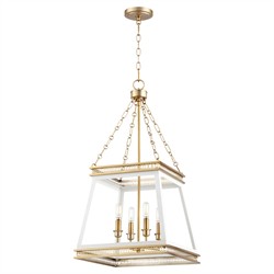 Hollis Updated Traditional White Iron Aged Brass Lantern|